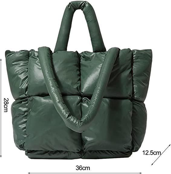 Women Quilted Puffy Handbag Light Winter Down Cotton Padded Shoulder Bag