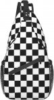 Black White Checkered Flag Sling Backpack