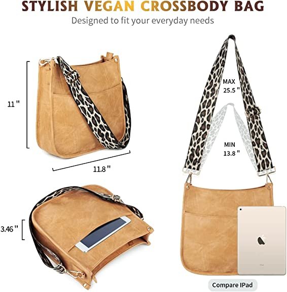 Vegan Leather Crossbody Fashion Shoulder Bag Purse with Adjustable Strap