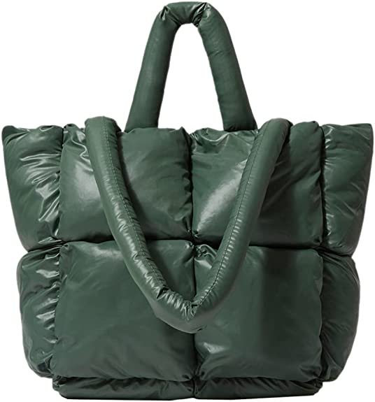 Women Quilted Puffy Handbag Light Winter Down Cotton Padded Shoulder Bag